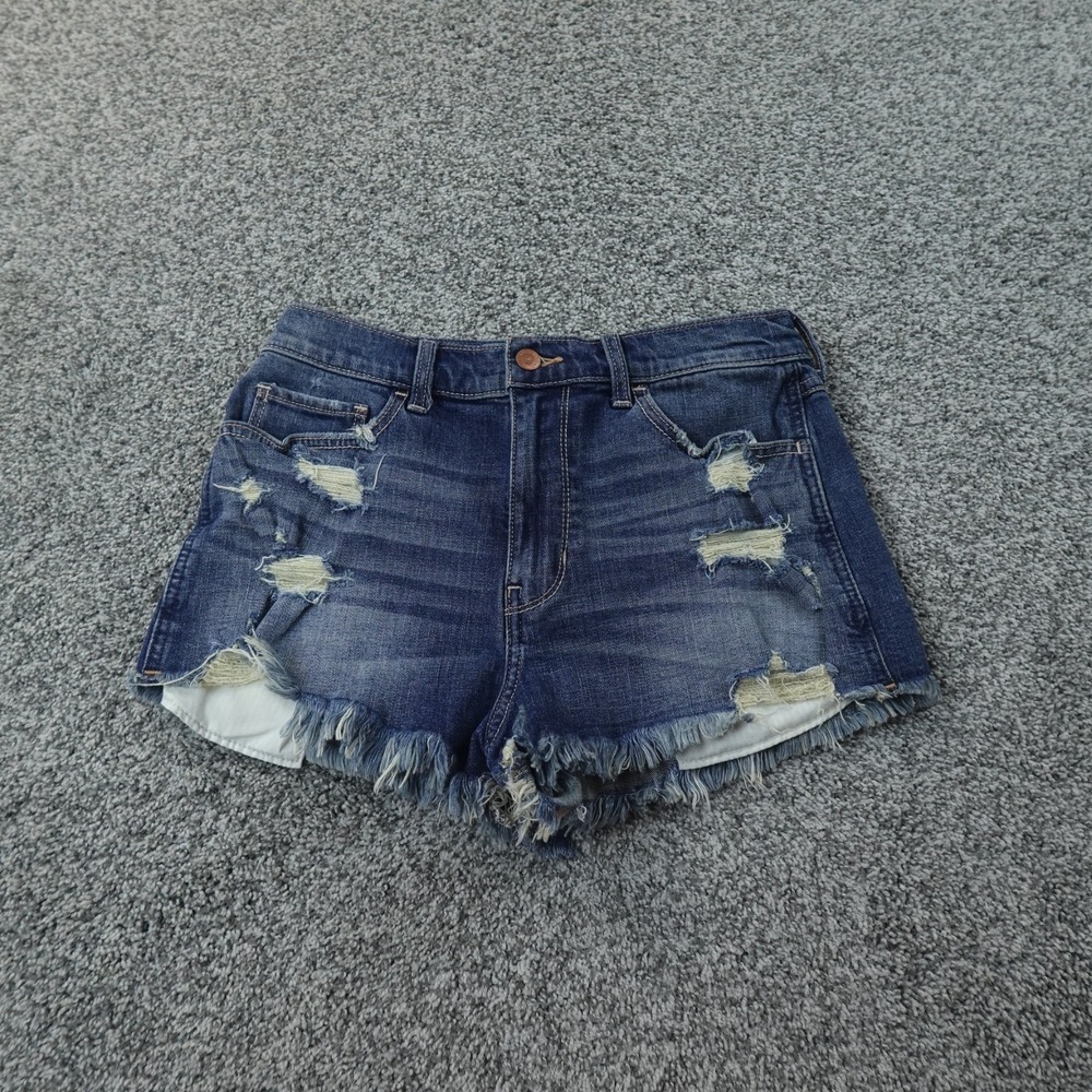 VTG Hollister Shorts Womens 5 Dark Blue Denim Jean Cut Off Micro Mini Booty Y2K